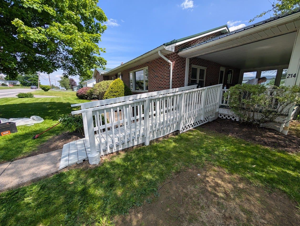 Painted ramp alongside the home after the safety finish